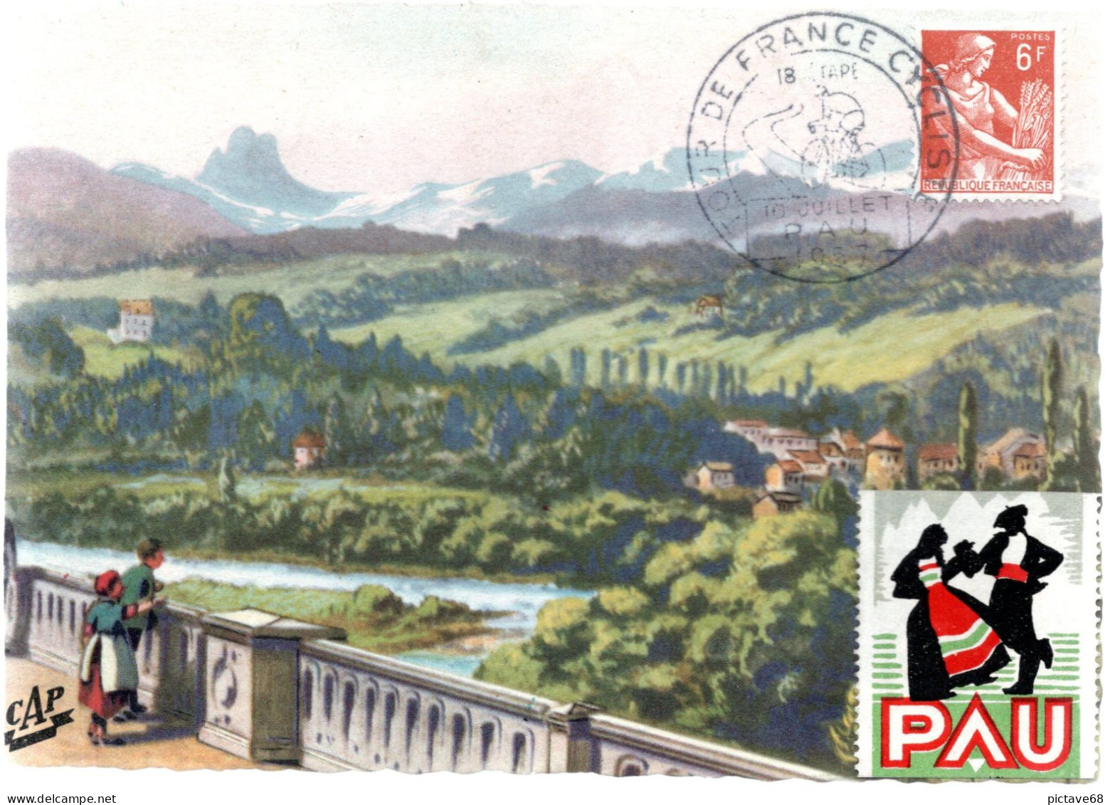 FRANCE / CYCLISME / TOUR DE FRANCE / CARTE COMMEMORATIVE DU TOUR DE FRANCE 1957 ETAPE DE PAU - Cyclisme