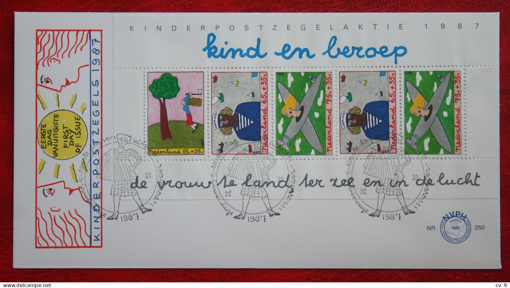 FDC E250a 250a Child Welfare Kinder Enfant NVPH 1390 1987 Without Address NEDERLAND NIEDERLANDE NETHERLANDS - FDC