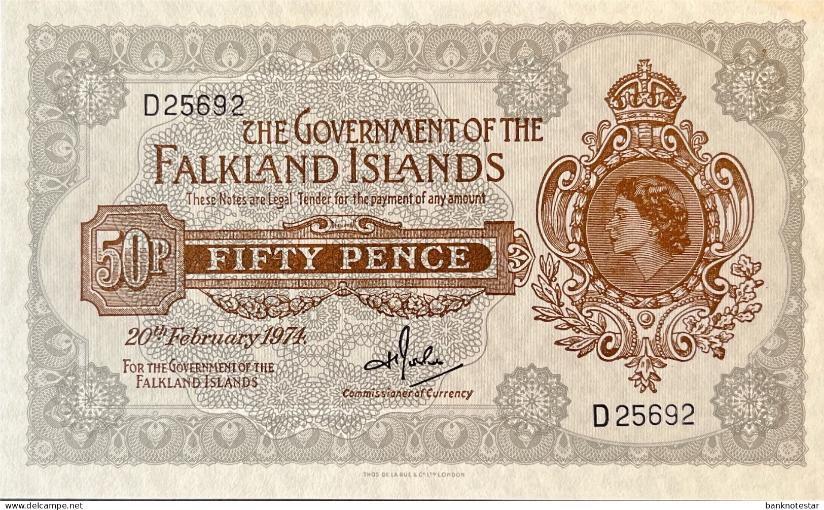 Falkland Islands 50 Pence, P-10b (1974) - UNC - Falkland Islands