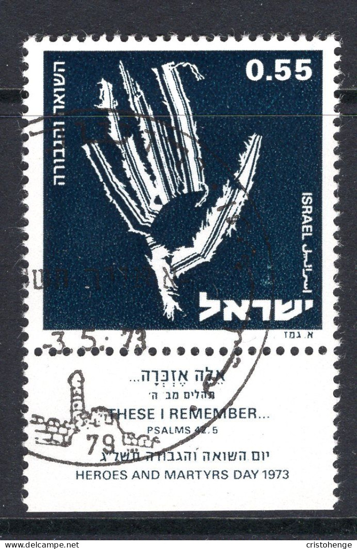 Israel 1973 Holocaust Memorial - Tab - CTO Used (SG 560) - Used Stamps (with Tabs)