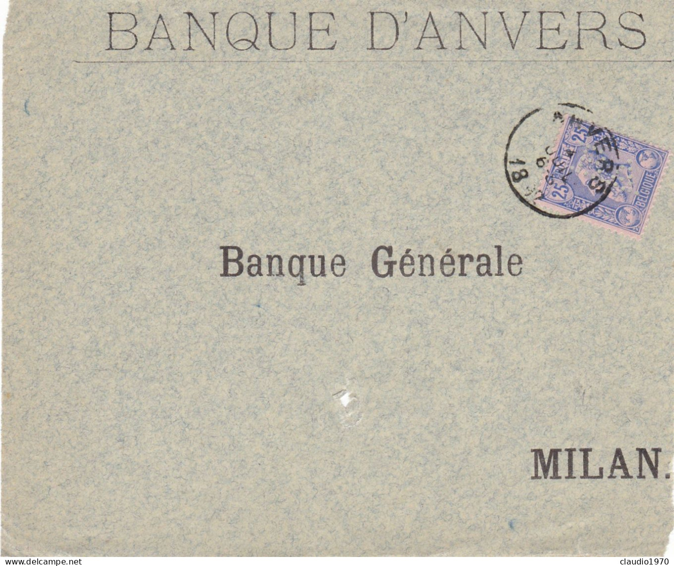 BELGIO -  ANVERS - PERFIN - FRONTESPIZIO - BANQUE D' ANVERS -  VIAGGIATA PER MILAN - ITALIA - 1892 - 1863-09