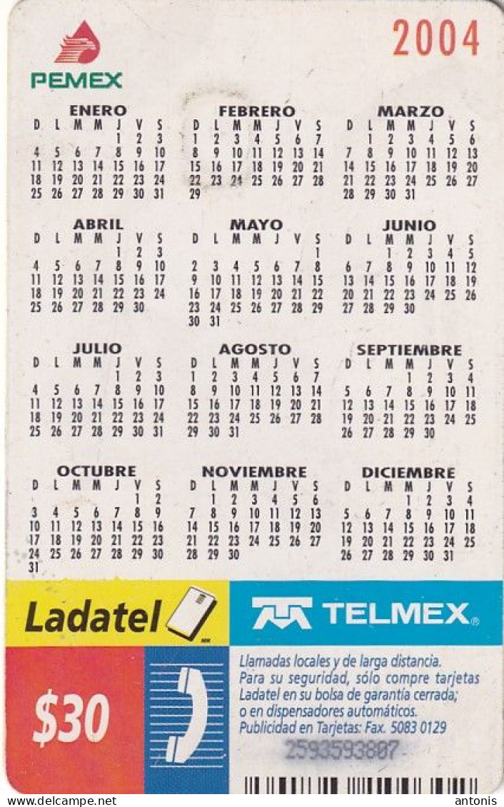 MEXICO - Pemex($30), Calendar 2004, Chip GD10, CN : 2593, 07/03, Used - Petrole