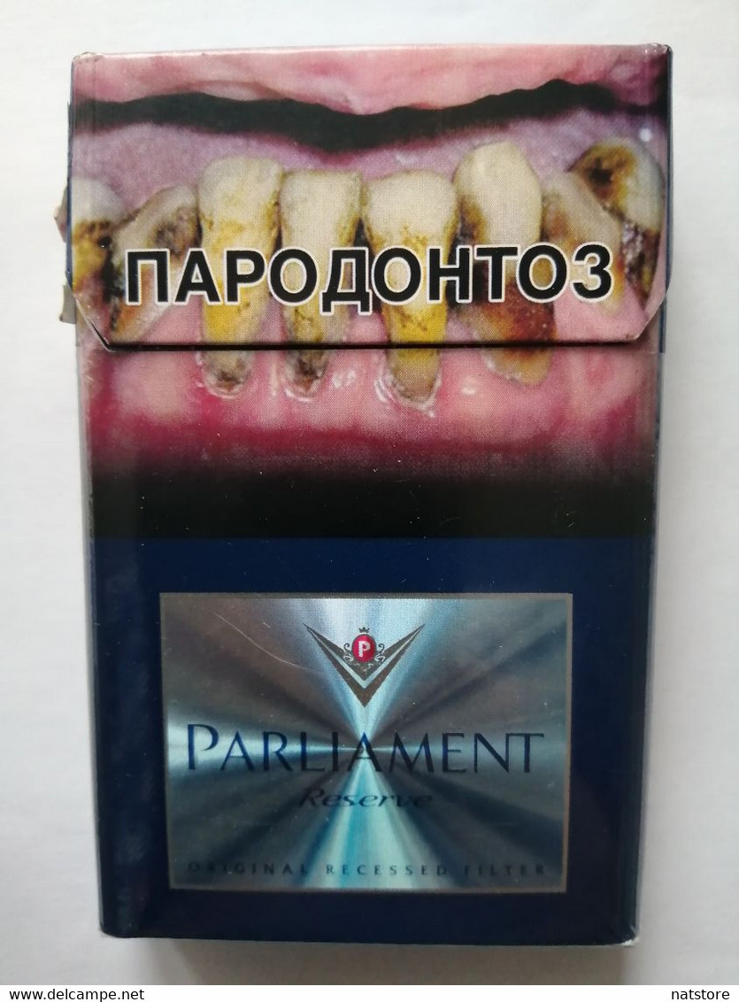 PARLIAMENT..RESERVE ...EMPTY HARD PACK CIGARETTE BOX EDITION WITH KAZAKHSTAN EXCISE STAMP.. - Boites à Tabac Vides