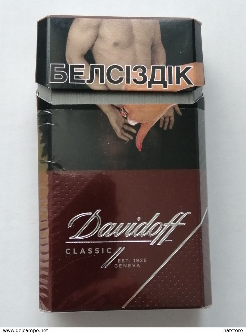 RUSSIA..DAVIDOFF.. CLASSIC...EMPTY HARD PACK CIGARETTE BOX EDITION WITH KAZAKHSTAN EXCISE STAMP.. - Empty Tobacco Boxes