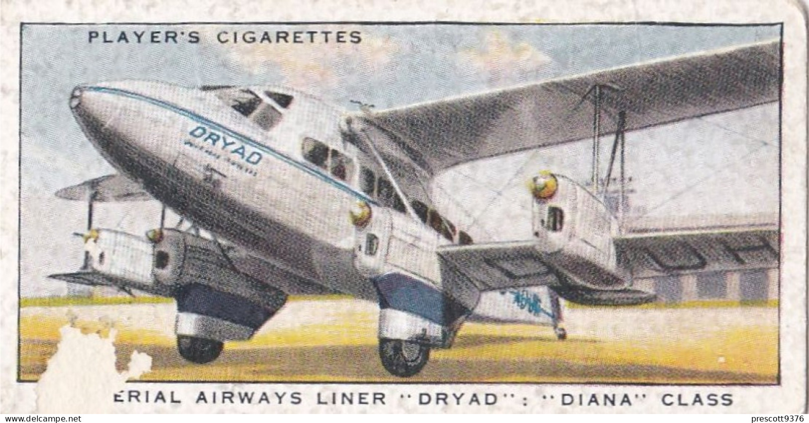 2 Imperial Airlines Dryad "Diana" Class - International Air Liners 1937 - Players Cigarette Card - Original - Aeroplanes - Player's