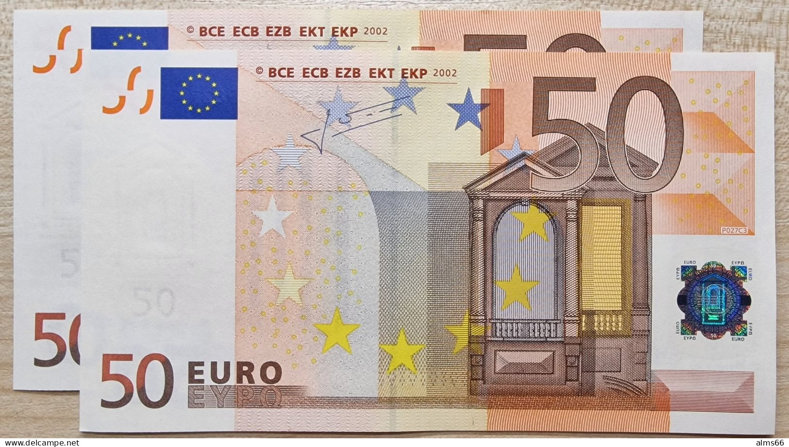 Euronotes FREE SHIPPING 50 Euro 2002 UNC < X >< P027 > Germany - Trichet - 50 Euro