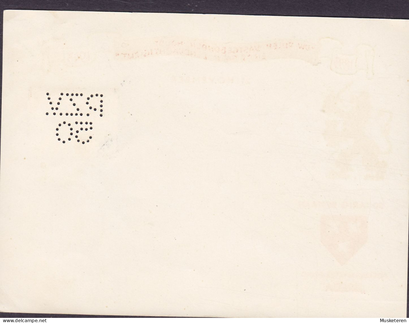 Netherlands Perfin Perforé Lochung 'P.Z.V.50' Postzegelvereeniging 'BREDA' 1893-1943 Card Karte (2 Scans) - Abarten Und Kuriositäten