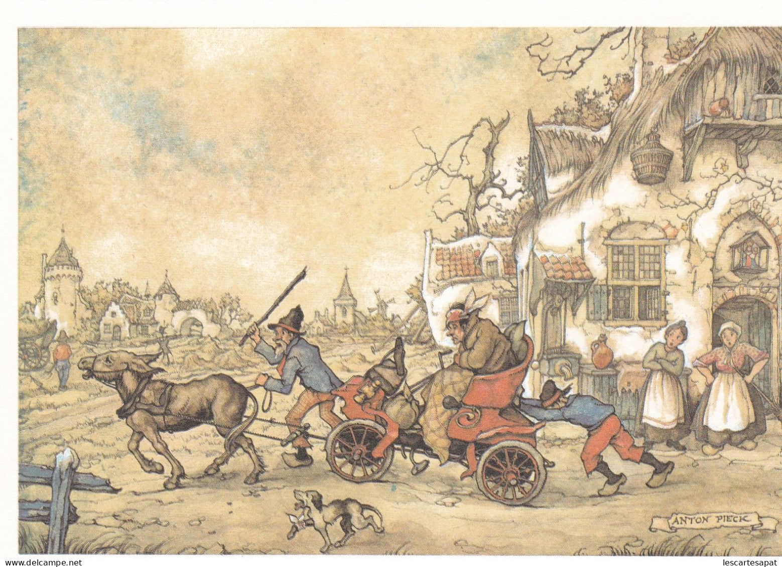 ANTON PIECK - Carte Double De Voeux - Prettige Kerstdagen - Pieck, Anton