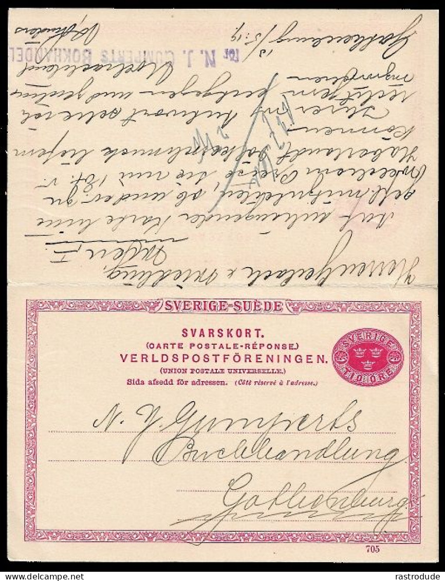 1919 SWEDEN 10/10 ÖRE USED FOREIGN REPLY CARD (Mi.P22) FROM GOTEBORG TO WIEN, AUSTRIA - 1910-1920 Gustaf V