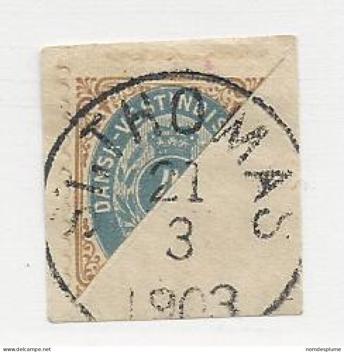 23826 ) Danish West Indies 1903 Bisect On Piece Nice Postmark Cancel - Denmark (West Indies)