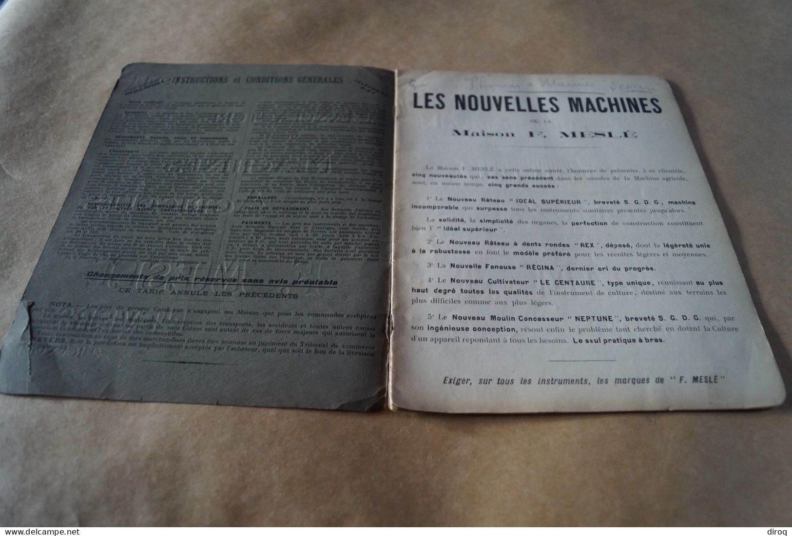 RARE,ancien Catalogue 1911,manufacture De Machines Agricoles F.Meslé (Nevers),32 Pages,27 Cm./20,5 Cm. - 1801-1900