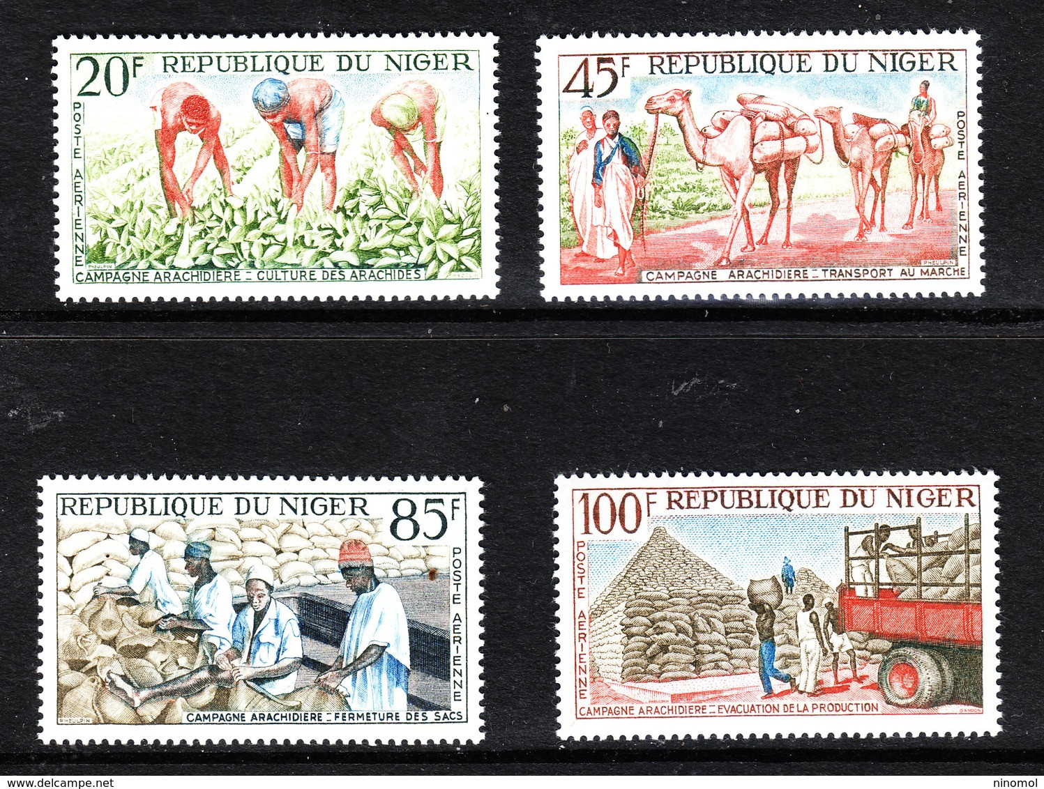 Niger   -   1963. Arachidi:raccolto,trasporto, Lavorazione Peanuts: Harvest, Transport, Processing. Camels Complete MNH - Usines & Industries