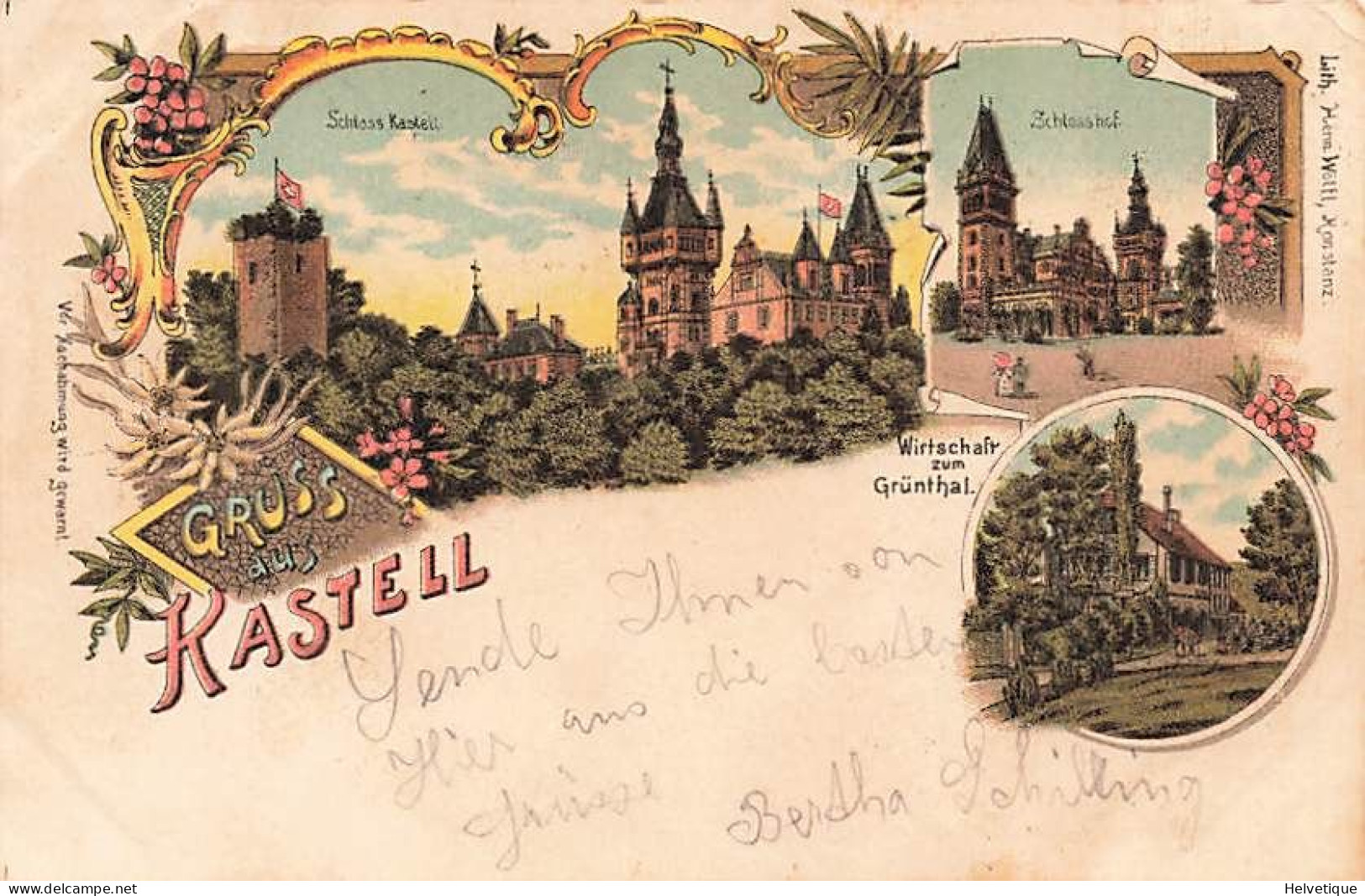 Litho Gruss Aus Kastell 1900 Tägerwillen Kreuzlingen - Kreuzlingen