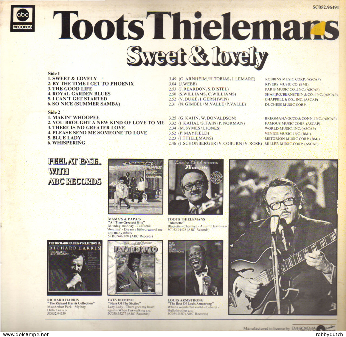 * LP *  TOOTS THIELEMANS - SWEET & LOVELY (Holland 1975) - Jazz