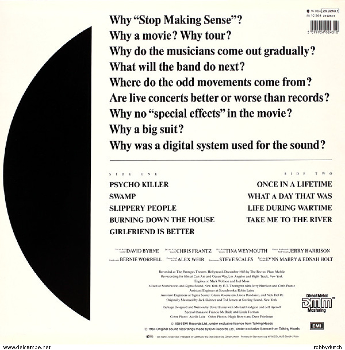 * LP *  TALKING HEADS - STOP MAKING SENSE (Germany 1984 EX-) - Soul - R&B