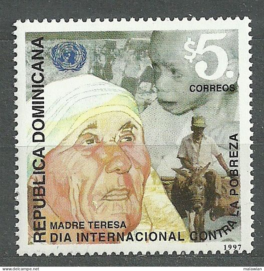 Dominicana, 1997 (#1887a), Saint Mother Teresa Of Calcutta, Missionaries Of Charity, Beatified By Pope John Paul II - 1v - Mutter Teresa