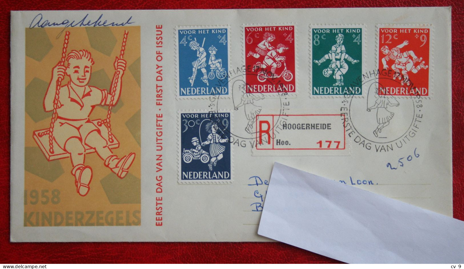 FDC E36 36 Child Welfare Kinder Enfant NVPH 715-719 (Mi 723-727) 1958 With Address NEDERLAND NIEDERLANDE NETHERLANDS - FDC