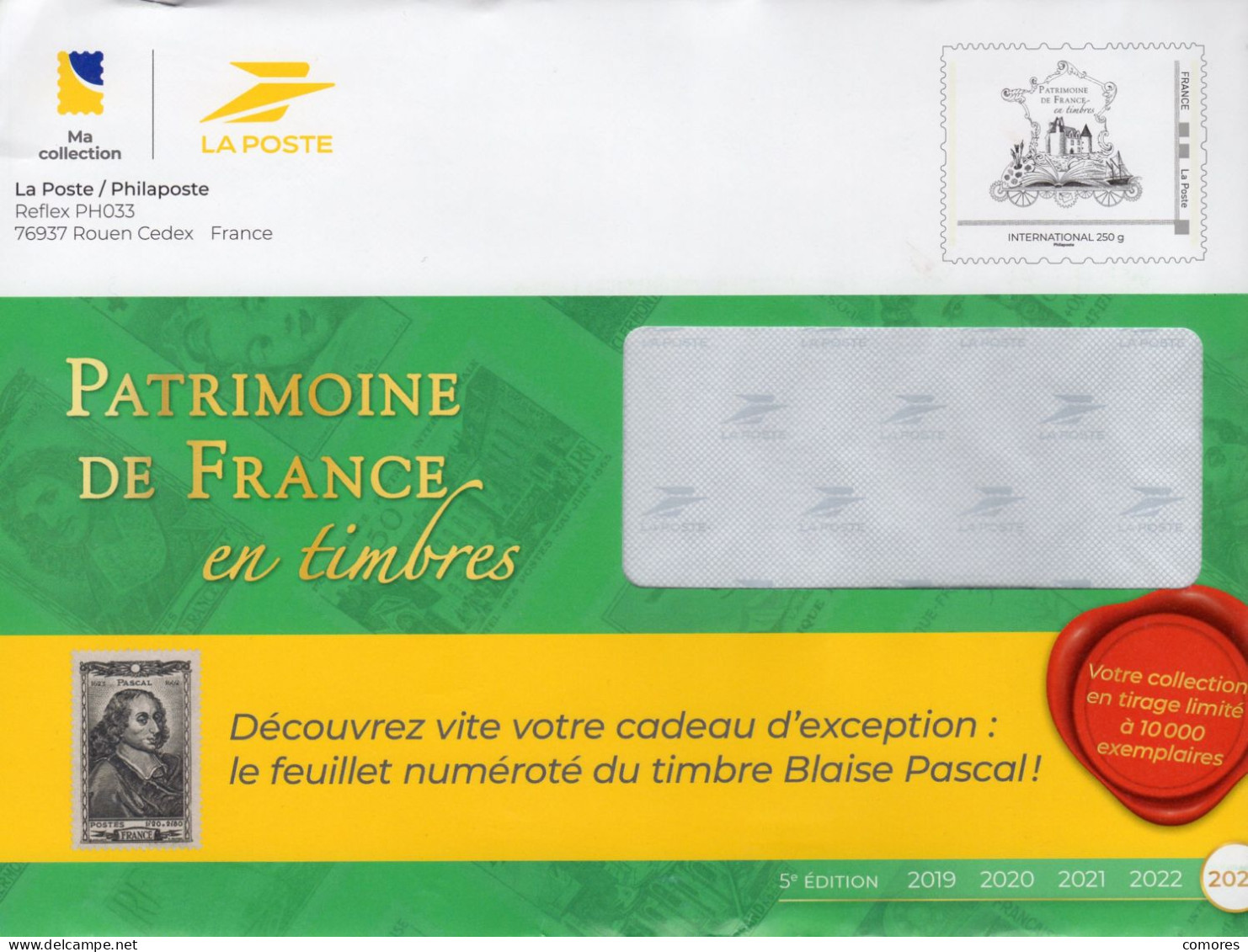 Entier Postal Pour Philaposte Timbre " Patrimoine De France En Timbres "  414683 - Blaise Pascal - Prêts-à-poster:Stamped On Demand & Semi-official Overprinting (1995-...)