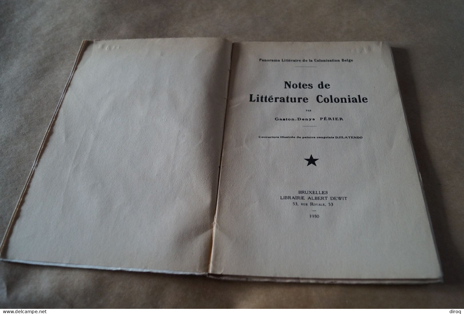 Congo Belge,1930,notes De Littérature Coloniale,Gaston-Denys Périer,54 Pages,25,5 Cm. Sur 17 Cm. - Non Classés