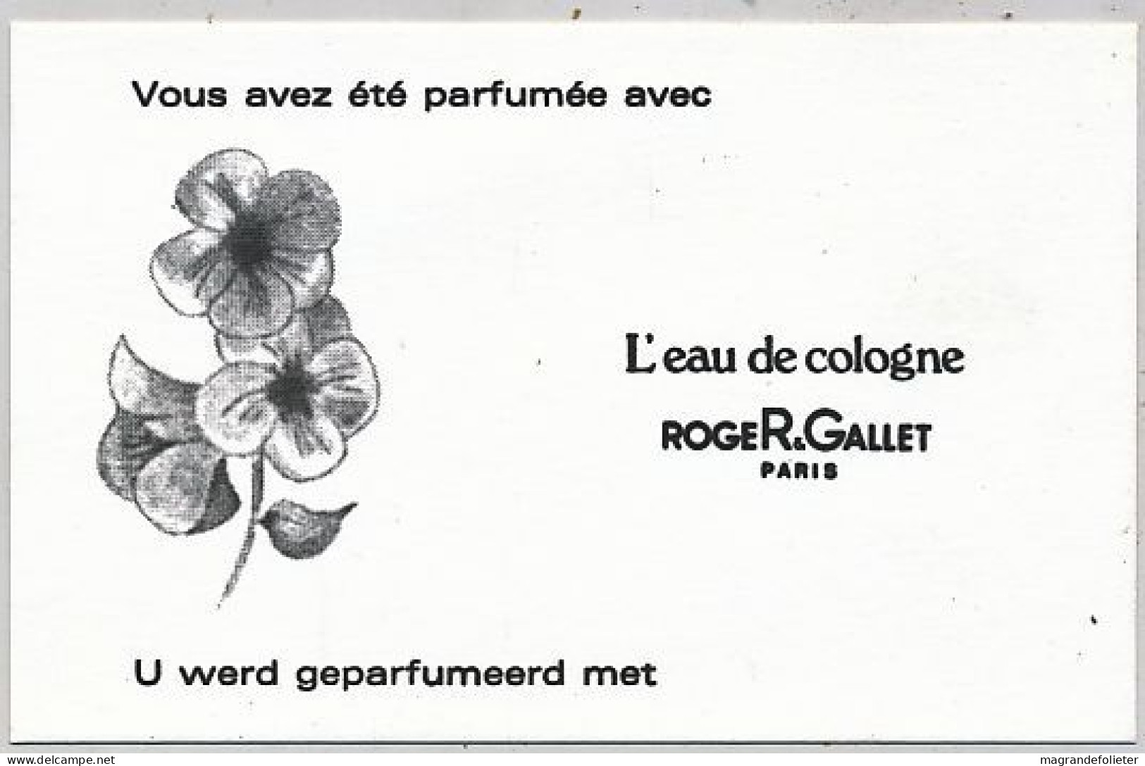 FRANCE VIEILLE CARTE PARFUMEE EAU DE COLOGNE ROGER GALLET - Anciennes (jusque 1960)