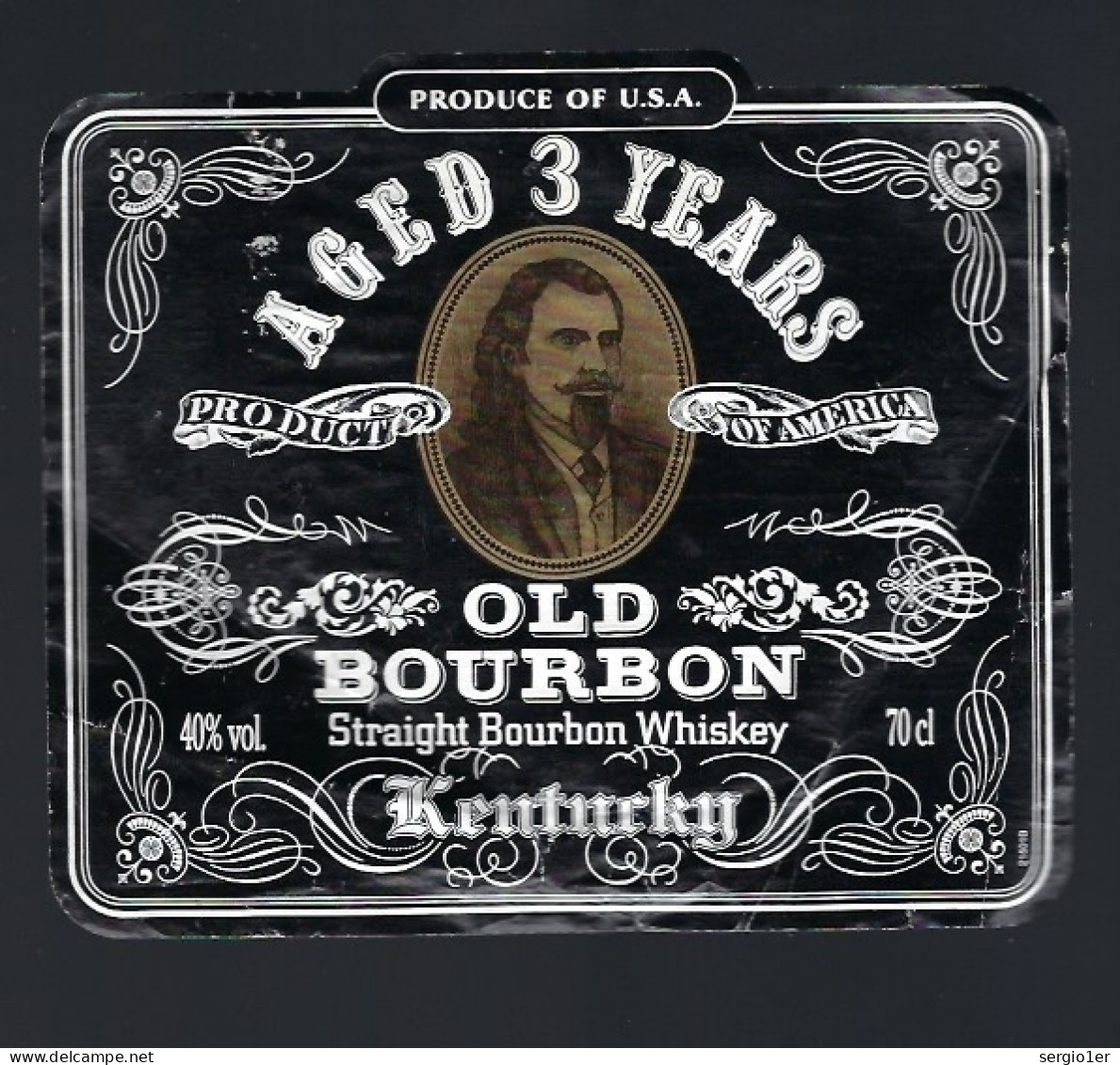 étiquette  Old Borbon Aged 3 Years  Imported  Bourbon Straight Bourbon Whiskey Importé Des USA Kentucky - Whisky
