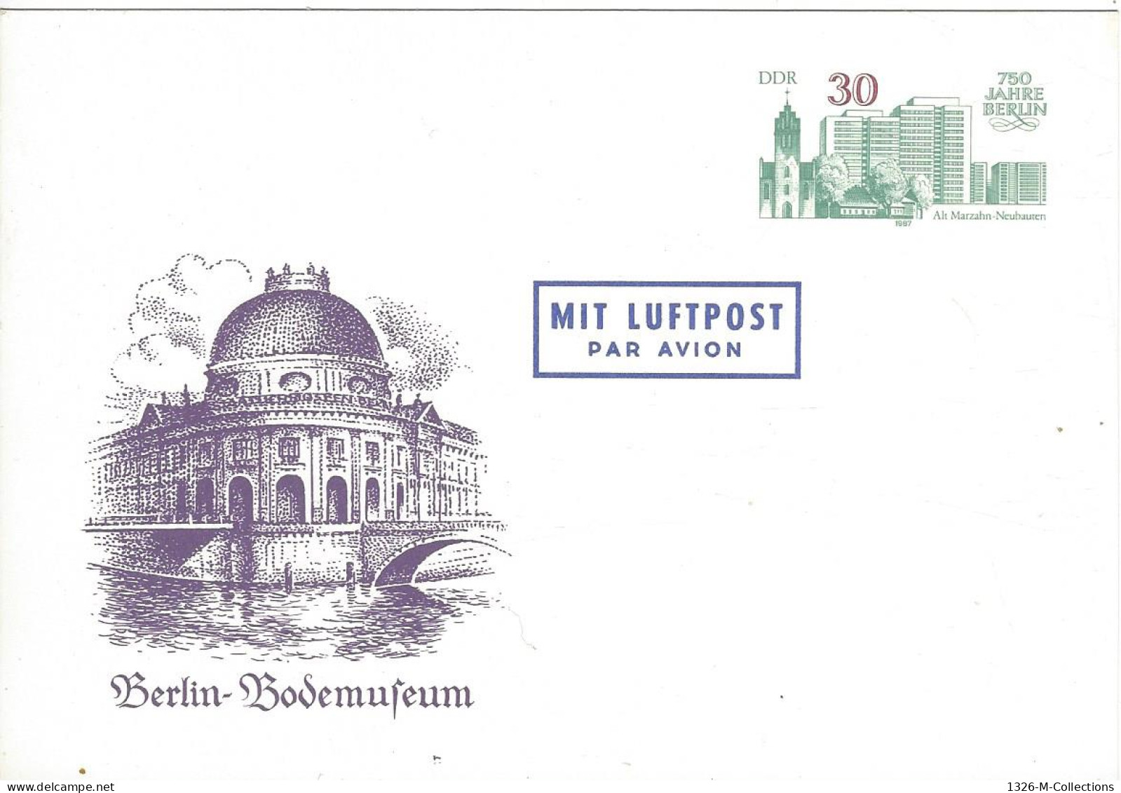 Carte Postale ALLEMAGNE DDR Entiers Postaux 1987 - 1er Día – FDC (hojas)