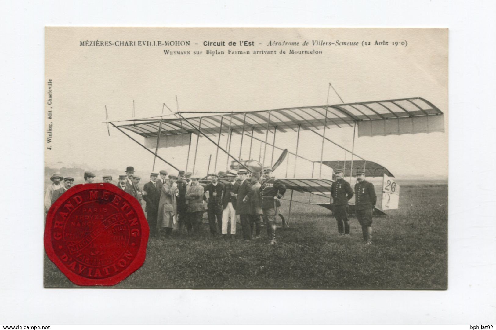 !!! CIRCUIT DE L'EST, ETAPE DE CHARLEVILLE DE 1910, CPA DU MEETING AVEC VIGNETTE SCEAU - Cartas & Documentos