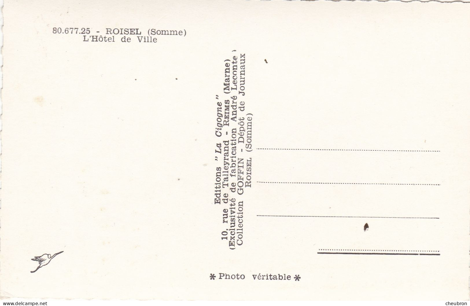 80.  ROISEL. CPA.  L'HOTEL DE  VILLE. ANNEES 50 - Roisel