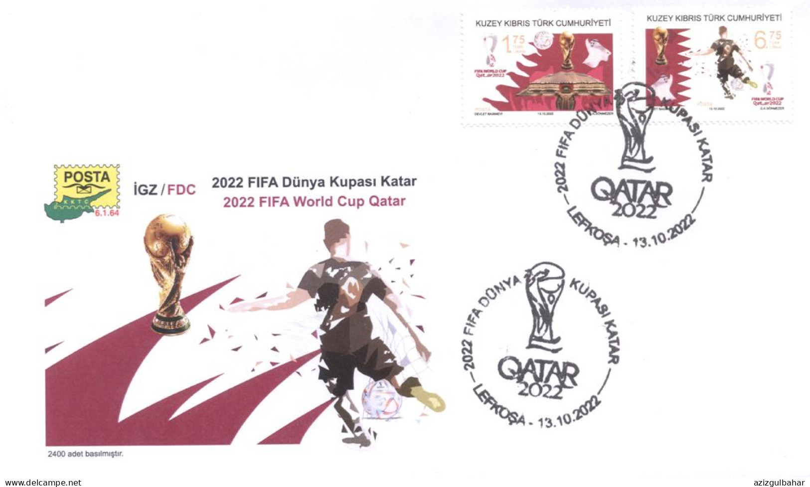 2022 - FOOTBALL - FIFA WORLD CUP QATAR - FDC - 13TH OCTOBER 2022 - 2022 – Qatar