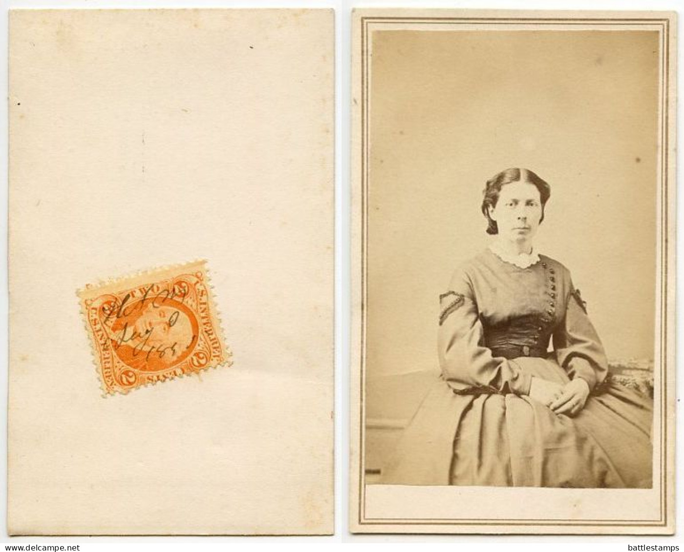 United States 1860‘s Photograph, Woman - Scott R15c Revenue Stamp - Steuermarken