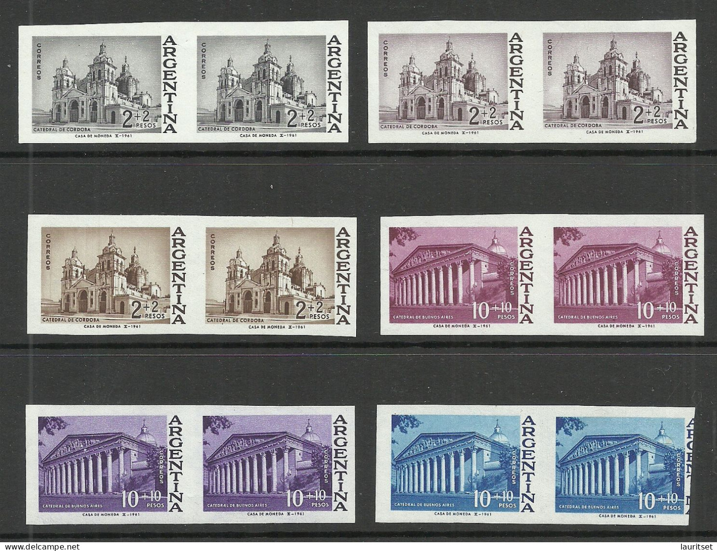 ARGENTINA Argentinien 1961 Michel 784 & 786 Color Proofs Essays Farbproben MNH Philatelic Exhibition 1962 - Ongebruikt