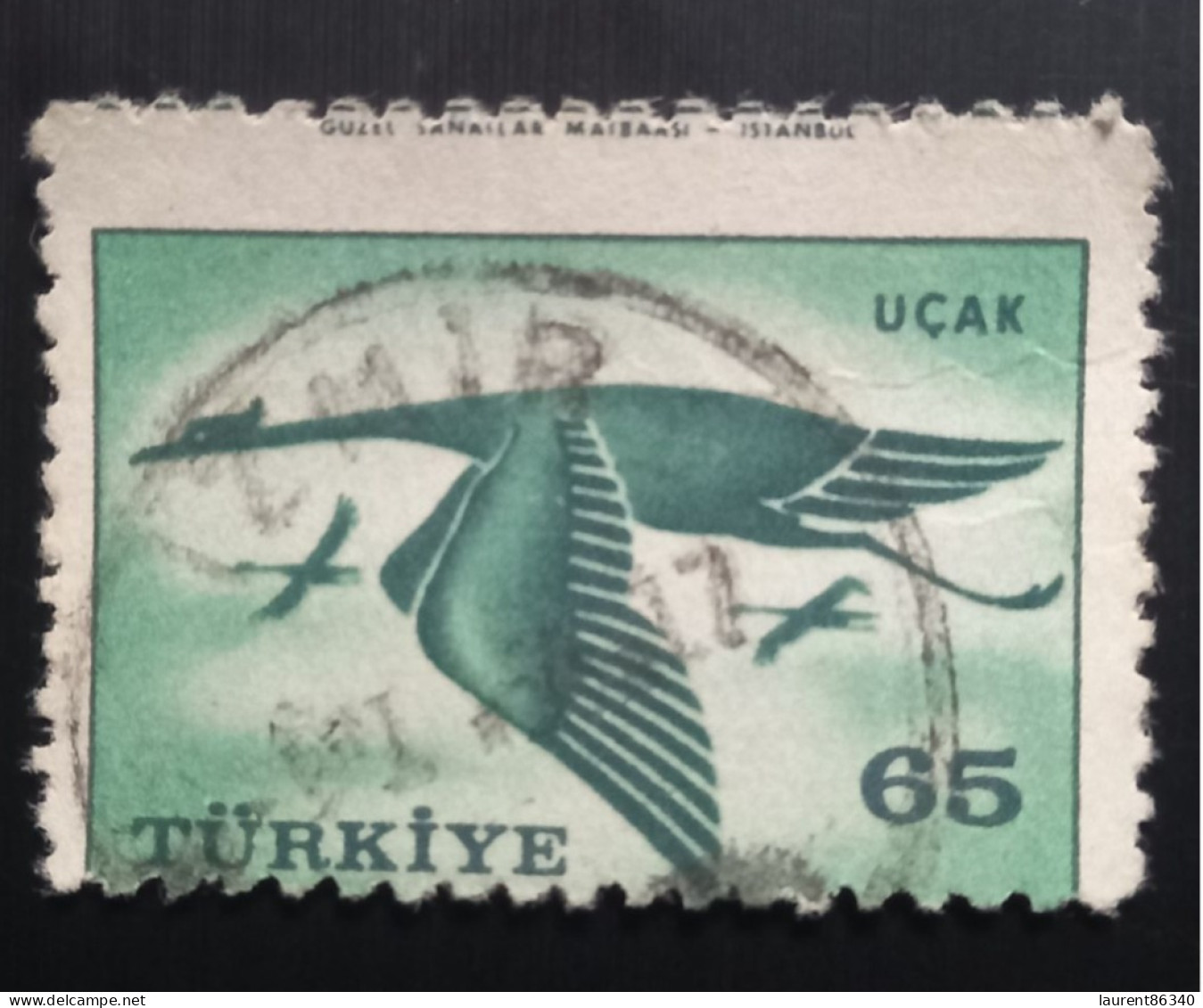 TURQUIE 1959 Airmail – Birds  65K Oblitéré - Oblitérés