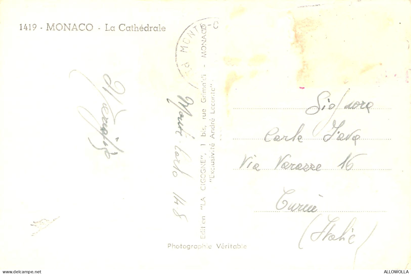 21828 " MONACO-LA CATTEDRALE " -VERA FOTO-CART.POST.SPED. - Kathedraal Van Onze-Lieve-Vrouw Onbevlekt Ontvangen