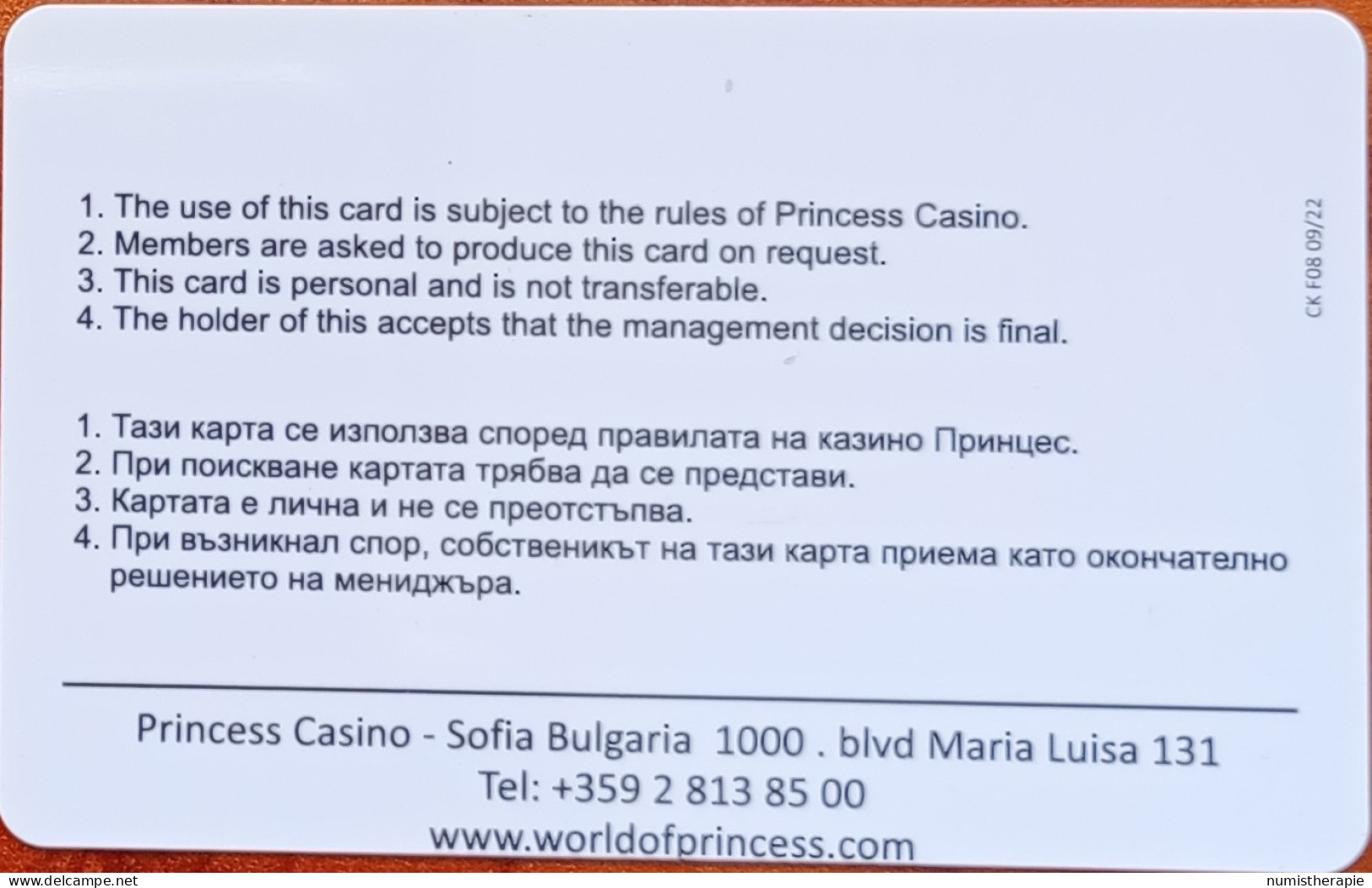 Princess Casino Sofia Bulgarie - Carte Di Casinò