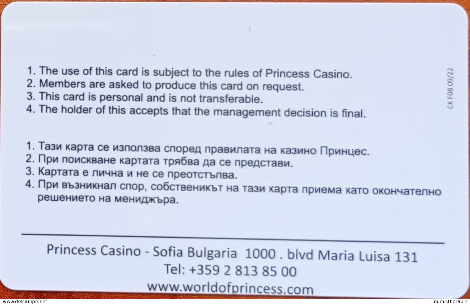 Princess Casino Sofia Bulgarie - Cartes De Casino