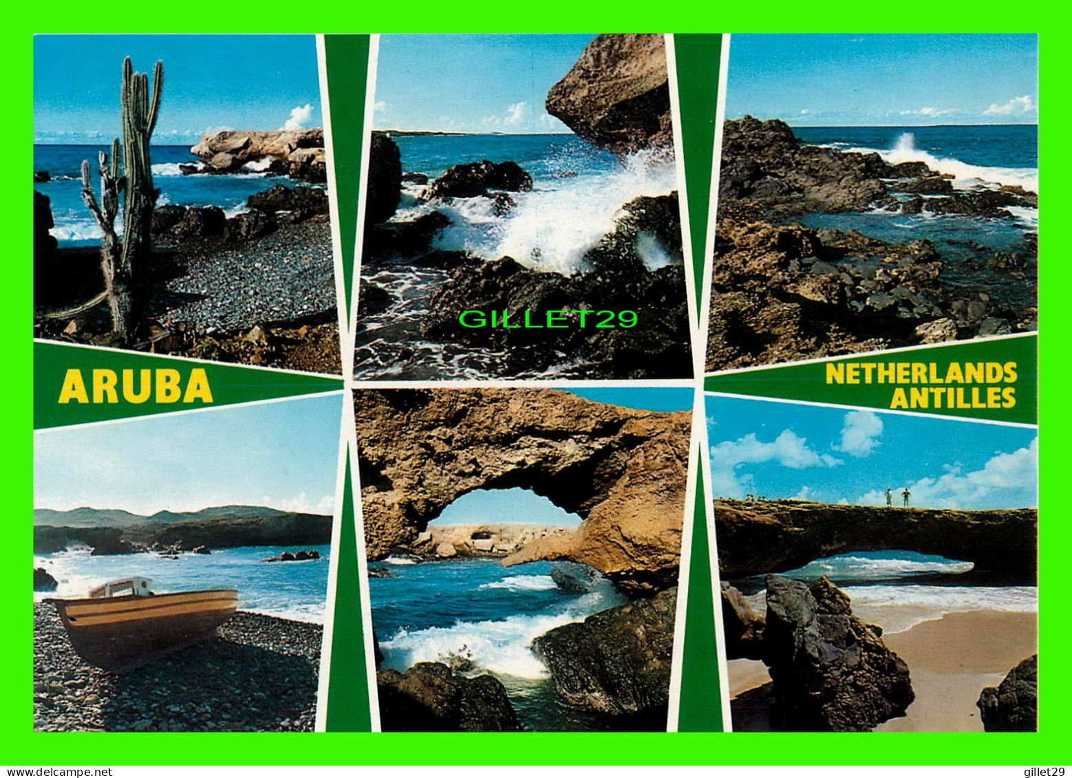 ARUBA - NETHERLANDS ANTILLES - NORTH COAST AS SCULPTURED BY EVER POUNDING WAVES - FOTO R. DE GRAAFF - 8 MULTIVUES - - Aruba