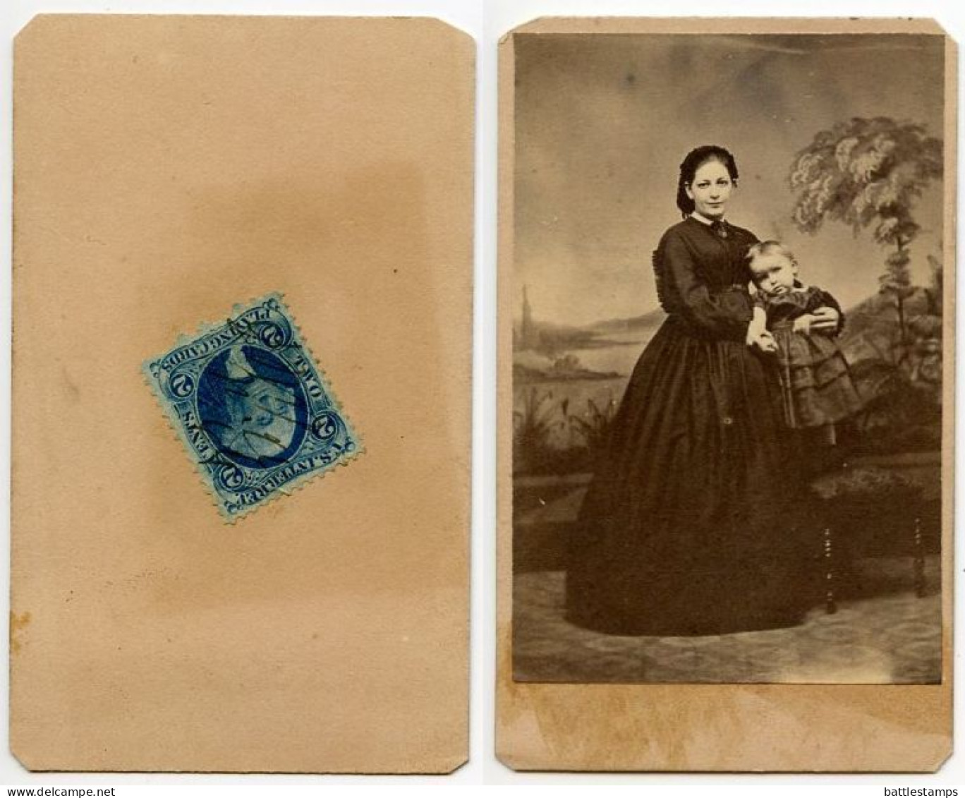 United States 1860‘s Photograph, Woman & Child - Scott R11c Revenue Stamp - Fiscaux
