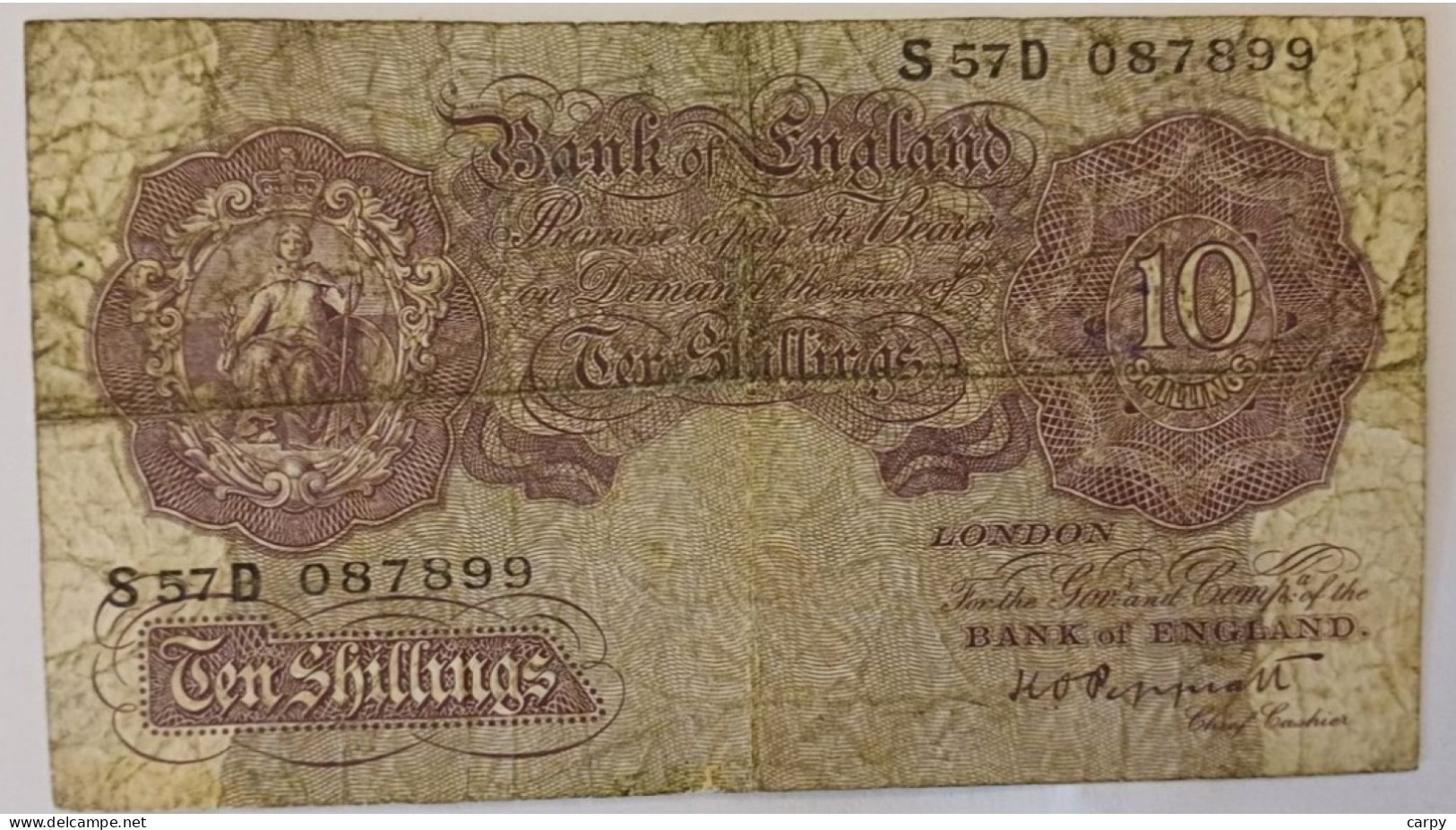 GREAT BRITAIN 10 Shilling 1940 / Signature: K.O. Peppiatt - 10 Schilling