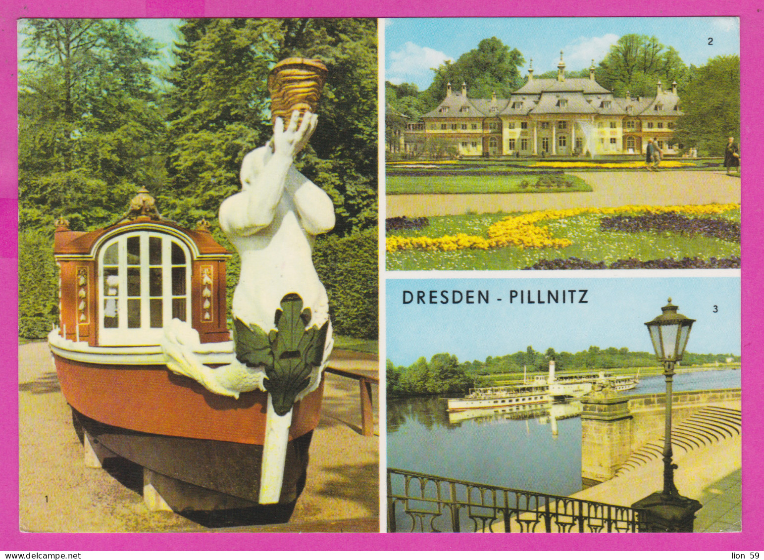 292686 / Germany DDR Dresden - Pillnitz Elbe Ship Prunkgondel Bergpalais Wasserpalais PC USED Flamme 1975 - 10 Pf.  - Pillnitz