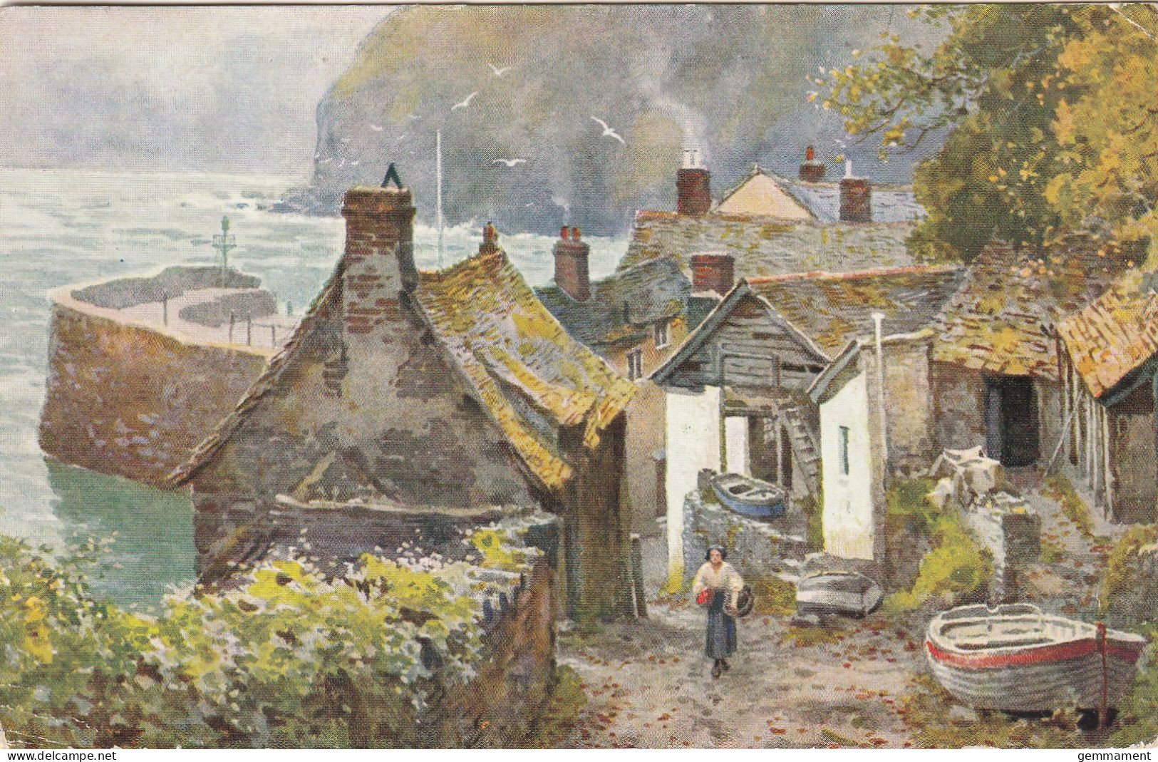 CLOVELLY- THE HARBOUR  FROM BACK LANE . E.W. HASLEHURST - Clovelly