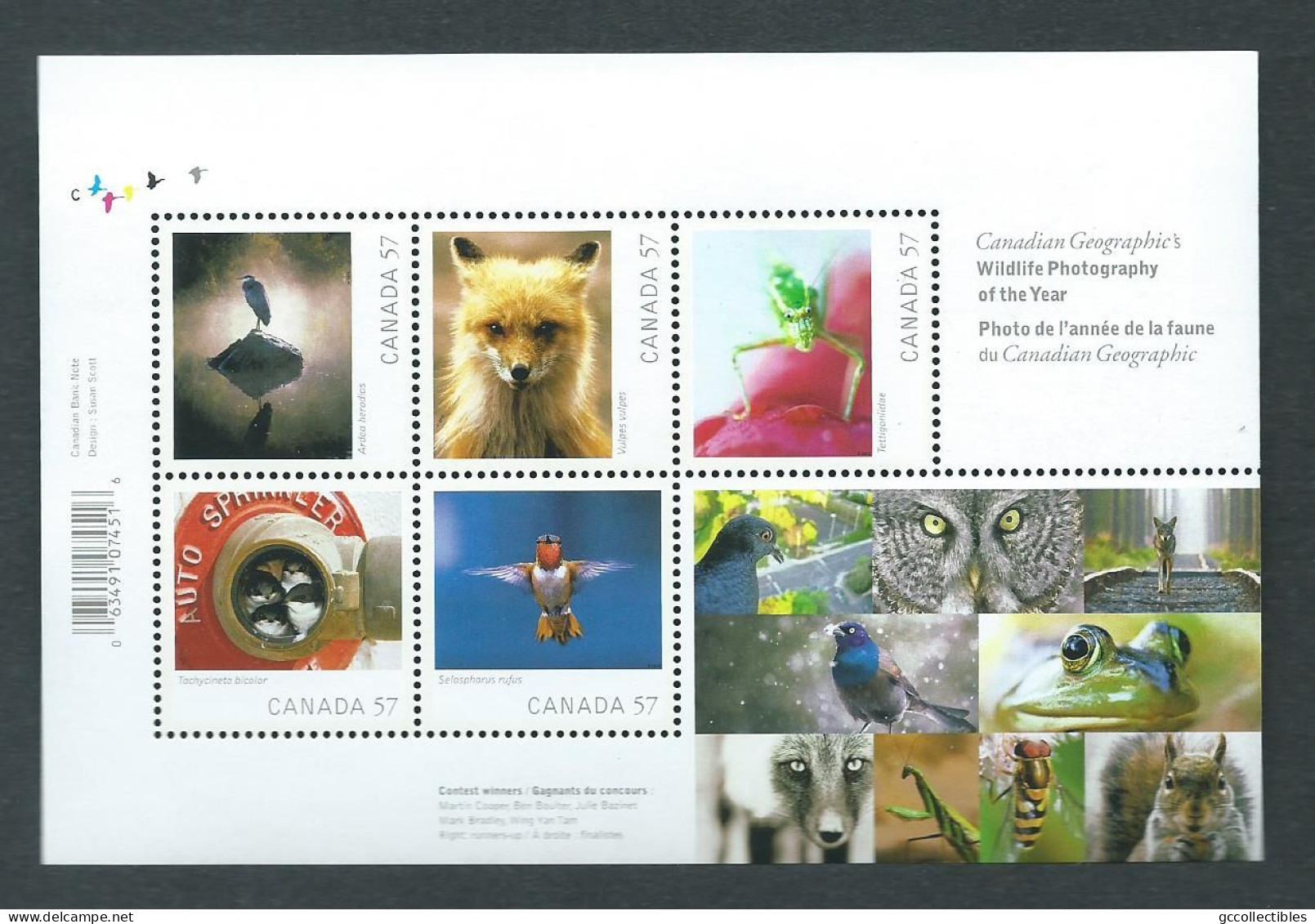 Canada # 2388 MNH Souv. Sheet Of 5 - Wildlife Photography - Blocks & Sheetlets