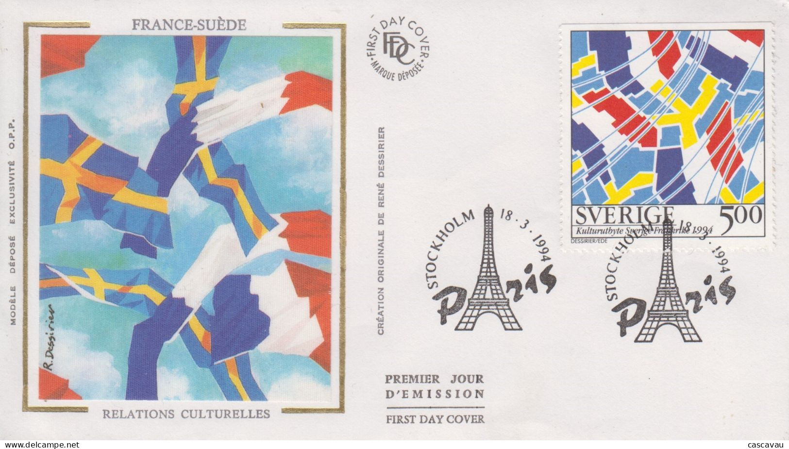 Enveloppe  FDC  1er Jour    SUEDE   Emission  Commune  Avec  La   France     1994 - FDC