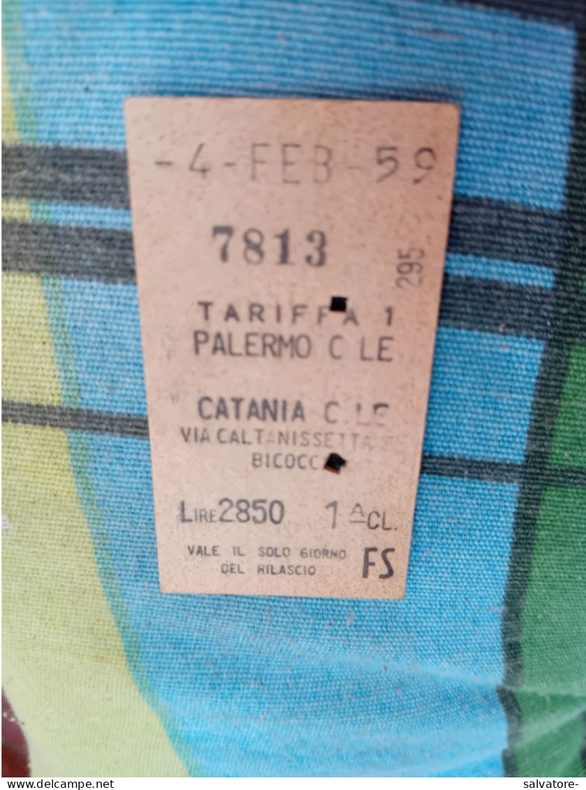 BIGLIETTO TRENO - PALERMO - CATANIA 1959 - Europa