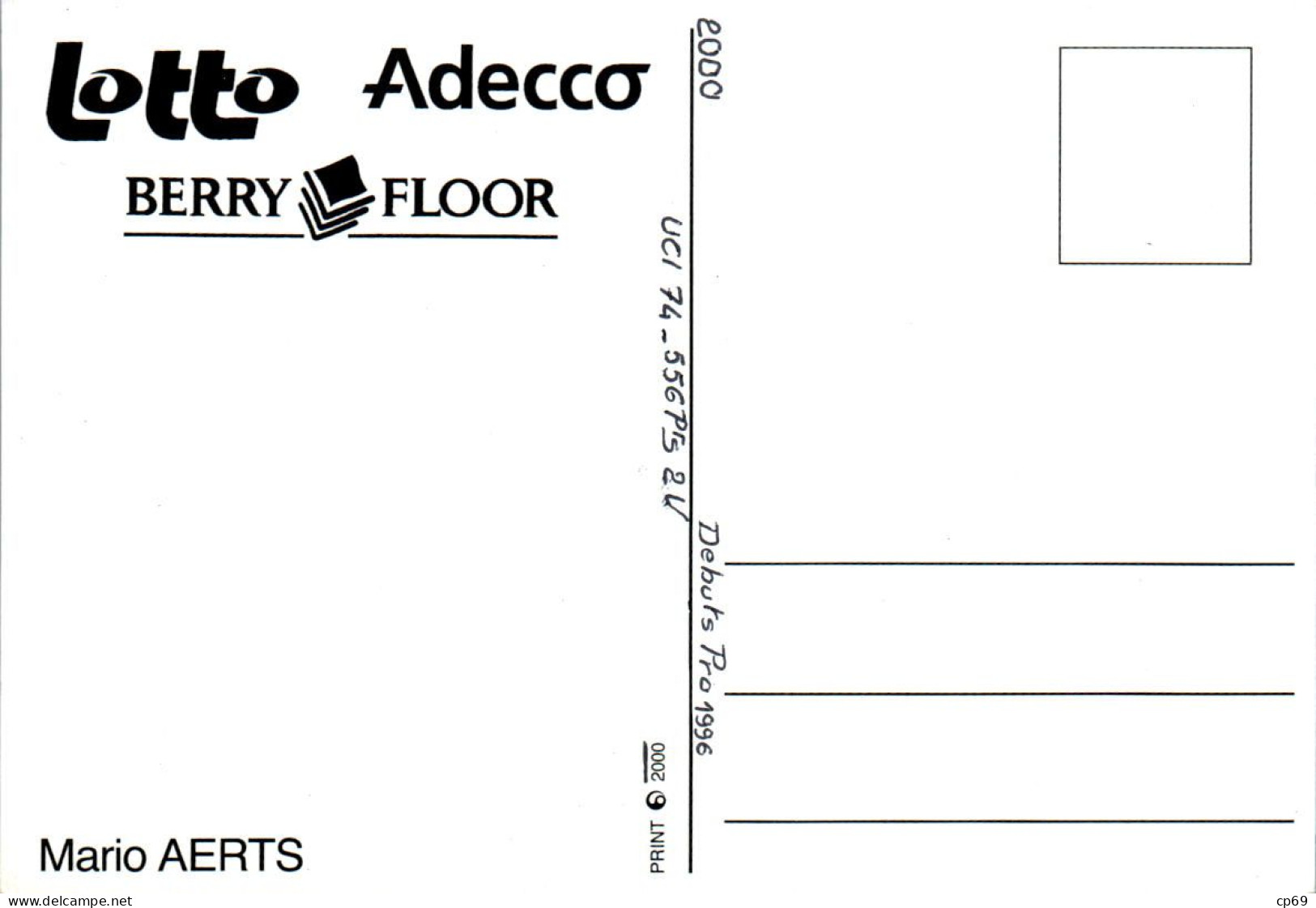 Carte Cyclisme Cycling サイクリング Format Cpm Equipe Cyclisme Pro Lotto Adecco Berry Floor 2000 Mario Aerts Belge En B.Etat - Cyclisme