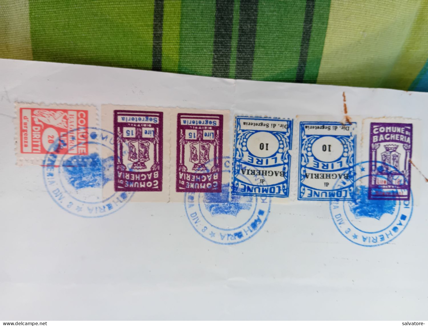 MARCHE DA BOLLO COMUNE DI BAGHERIA 1965 - Revenue Stamps