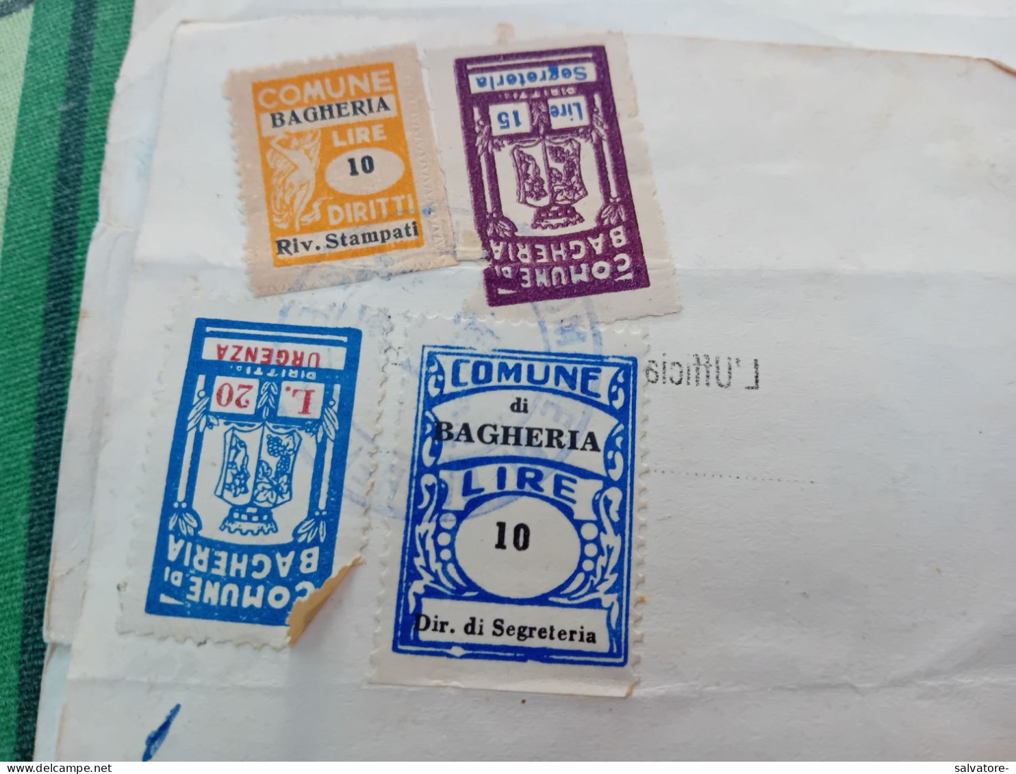 MARCHE DA BOLLO COMUNE DI BAGHERIA ANNI 60 - Revenue Stamps