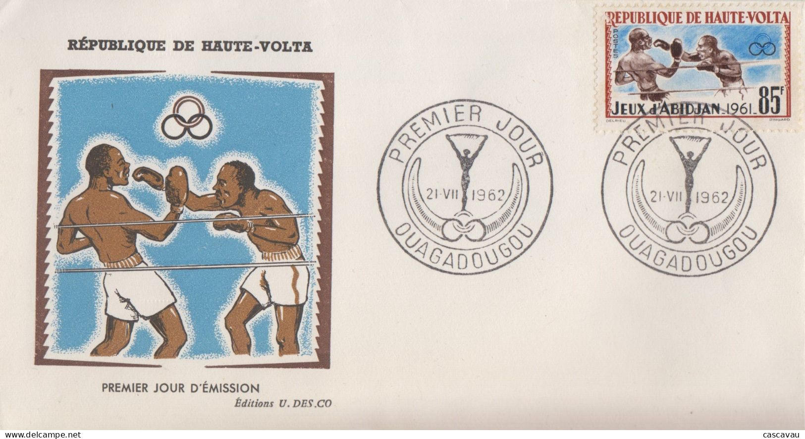 Enveloppe  FDC   1er   Jour     HAUTE  VOLTA     Boxe    JEUX  SPORTIFS  D'  ABIDJAN   1962 - Boxing