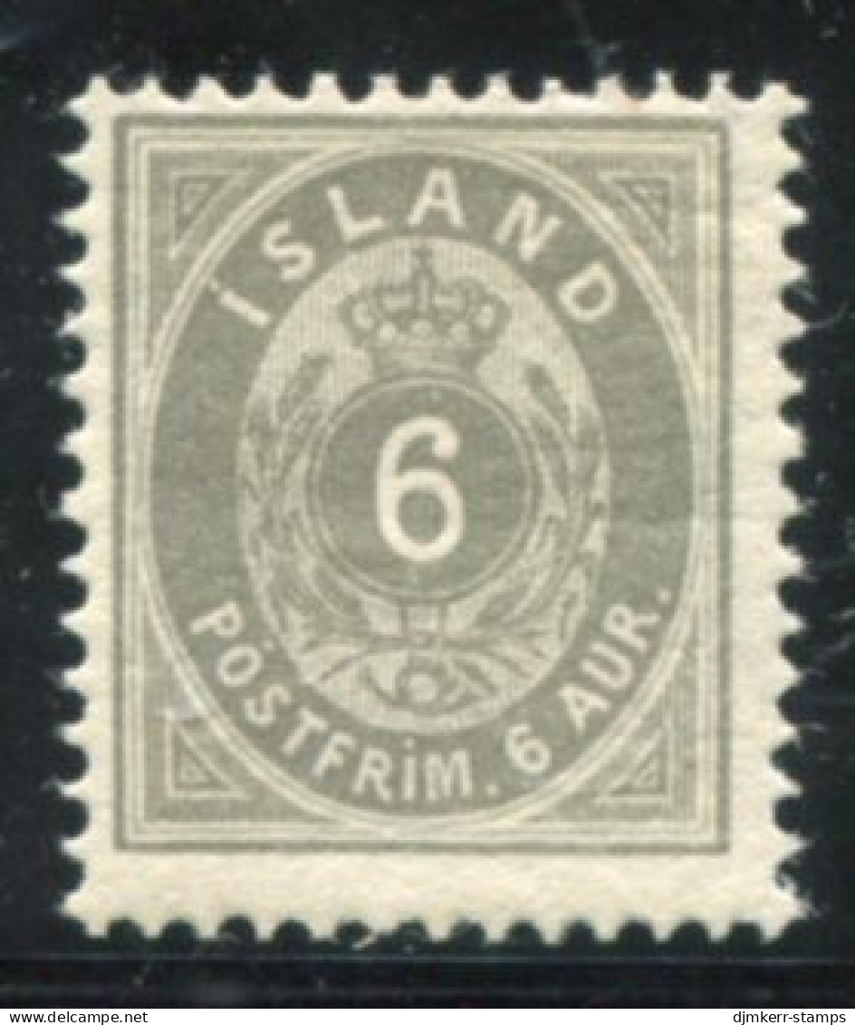 ICELAND 1896 Definitive 6 Aur. Perforated 12¾ , MNH / **.  Michel 7B - Nuevos