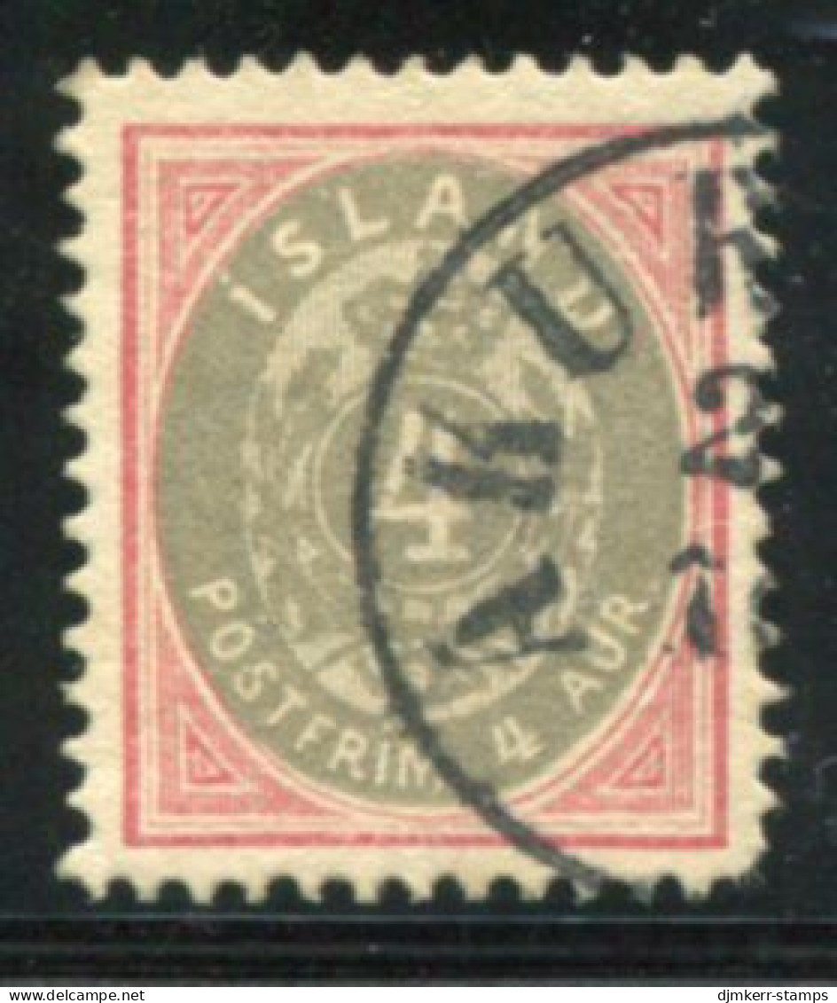 ICELAND 1901 Arms Definitive 4 Aur.  Used.  Michel 20 - Used Stamps