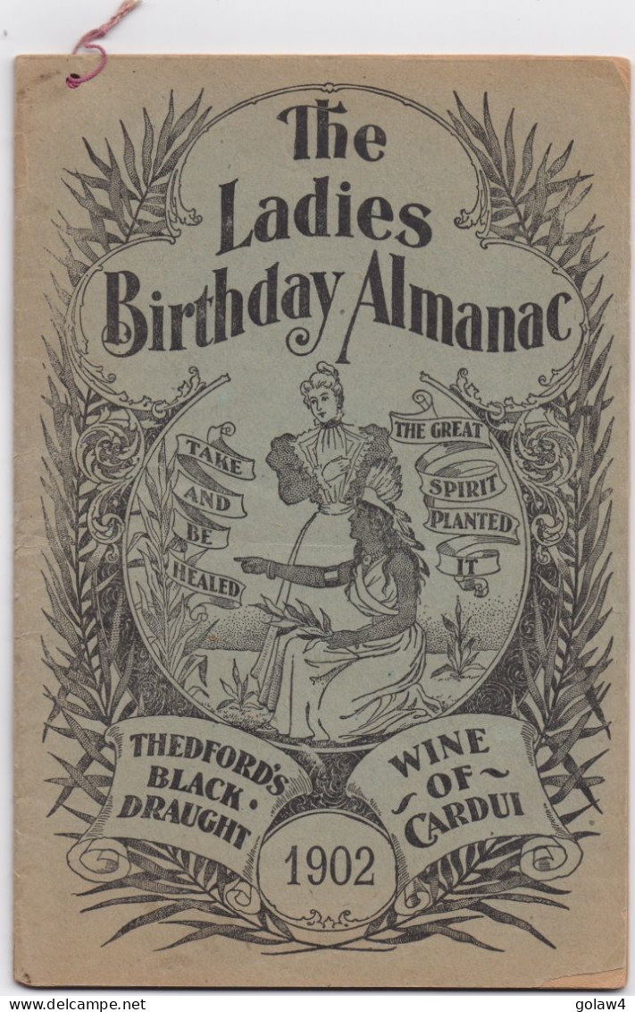 33652# USA LADIES BIRTHDAY ALMANAC 1902 THEDFORD'S BLACK DRAUGHT WINE CARDUI DRUGS MEDICINES CHEMICALS ALMANACH - Voor Dames